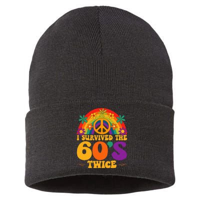 I Survived The 60s Twice Sixties 70th Birthday Sustainable Knit Beanie