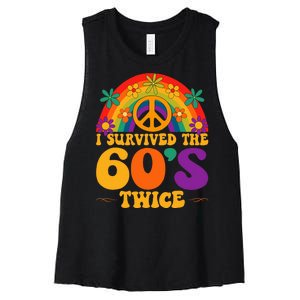 I Survived The 60s Twice Sixties 70th Birthday Women's Racerback Cropped Tank