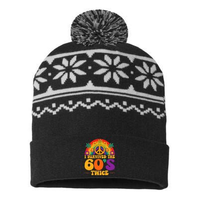 I Survived The 60s Twice Sixties 70th Birthday USA-Made Snowflake Beanie