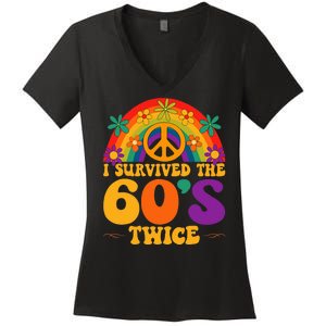 I Survived The 60s Twice Sixties 70th Birthday Women's V-Neck T-Shirt