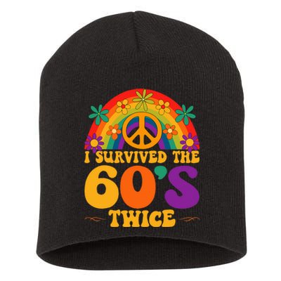 I Survived The 60s Twice Sixties 70th Birthday Short Acrylic Beanie