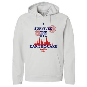 I Survived The Nyc Earthquake Performance Fleece Hoodie