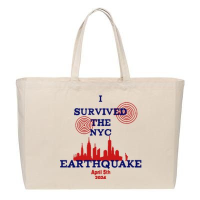 I Survived The Nyc Earthquake Cotton Canvas Jumbo Tote