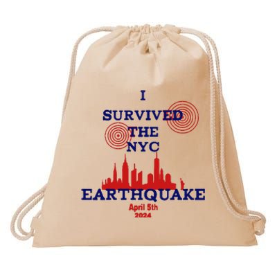 I Survived The Nyc Earthquake Drawstring Bag