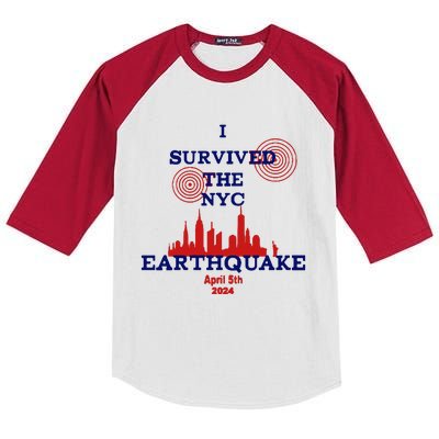 I Survived The Nyc Earthquake Kids Colorblock Raglan Jersey