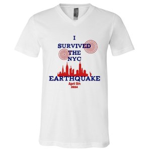 I Survived The Nyc Earthquake V-Neck T-Shirt