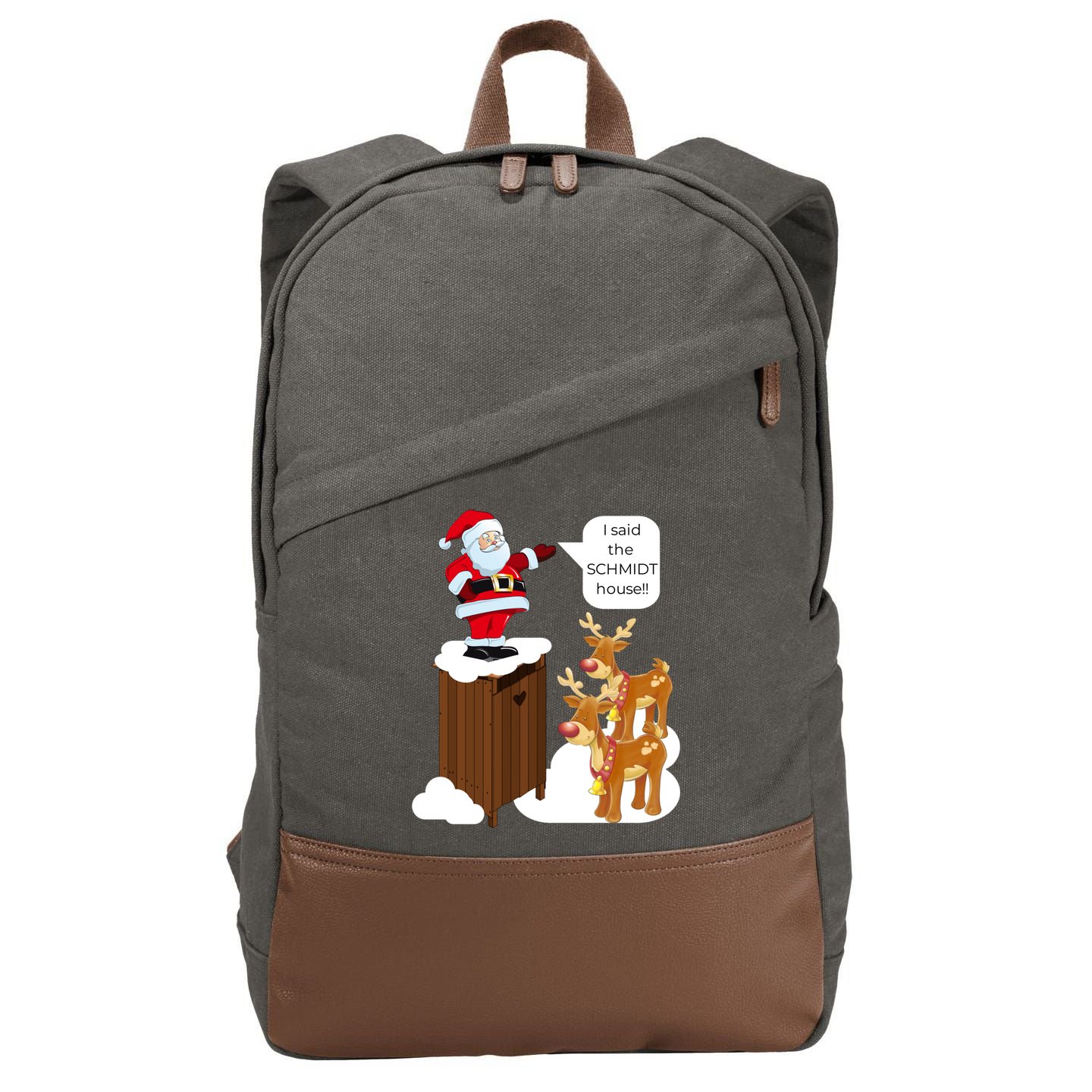 I Said The Schmidt House Fun Xmas Santa Cotton Canvas Backpack