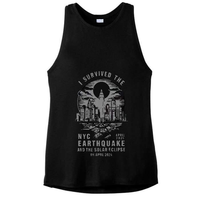 I Survived The Nyc Earthquake And The Solar Eclipse Ladies PosiCharge Tri-Blend Wicking Tank