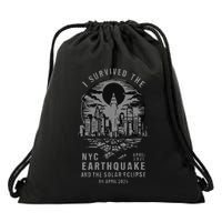 I Survived The Nyc Earthquake And The Solar Eclipse Drawstring Bag