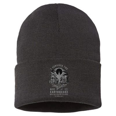I Survived The Nyc Earthquake And The Solar Eclipse Sustainable Knit Beanie
