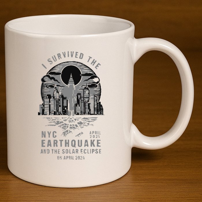 I Survived The Nyc Earthquake And The Solar Eclipse 11oz C Handle Ceramic Mug