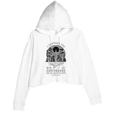 I Survived The Nyc Earthquake And The Solar Eclipse Crop Fleece Hoodie