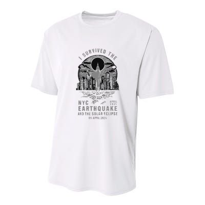 I Survived The Nyc Earthquake And The Solar Eclipse Youth Performance Sprint T-Shirt