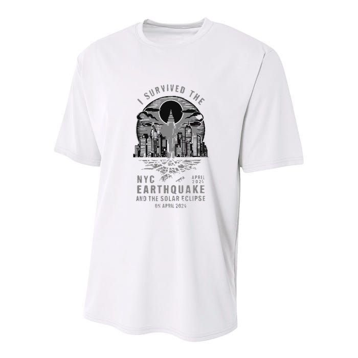 I Survived The Nyc Earthquake And The Solar Eclipse Youth Performance Sprint T-Shirt