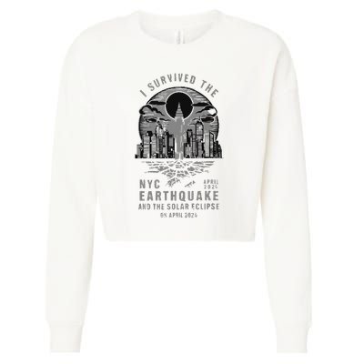 I Survived The Nyc Earthquake And The Solar Eclipse Cropped Pullover Crew