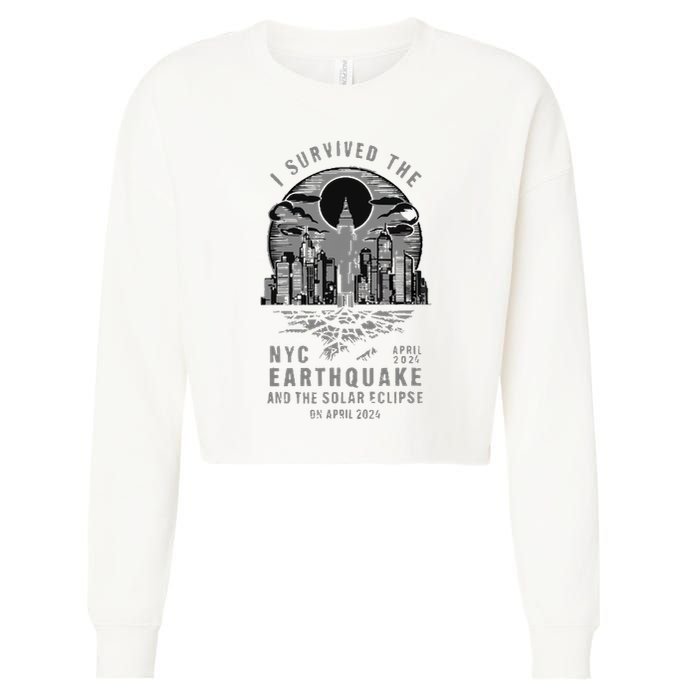 I Survived The Nyc Earthquake And The Solar Eclipse Cropped Pullover Crew