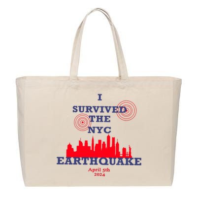 I Survived The Nyc Earthquake Cotton Canvas Jumbo Tote