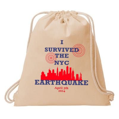 I Survived The Nyc Earthquake Drawstring Bag