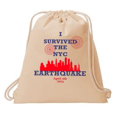 I Survived The Nyc Earthquake Drawstring Bag