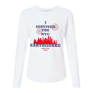 I Survived The Nyc Earthquake Womens Cotton Relaxed Long Sleeve T-Shirt