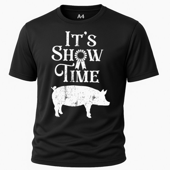 It's Show Time Swine Show Pig Lover County Fair Gift Lt Cooling Performance Crew T-Shirt