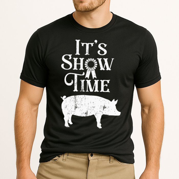 It's Show Time Swine Show Pig Lover County Fair Gift Lt Cooling Performance Crew T-Shirt