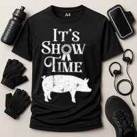 It's Show Time Swine Show Pig Lover County Fair Gift Lt Cooling Performance Crew T-Shirt