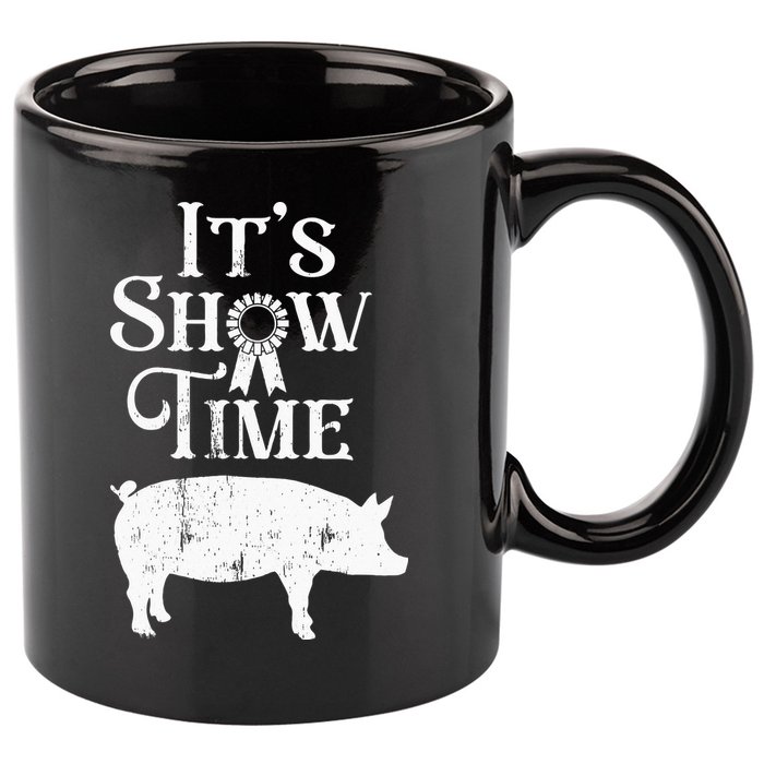 It's Show Time Swine Show Pig Lover County Fair Gift Lt 11oz C Handle Ceramic Mug