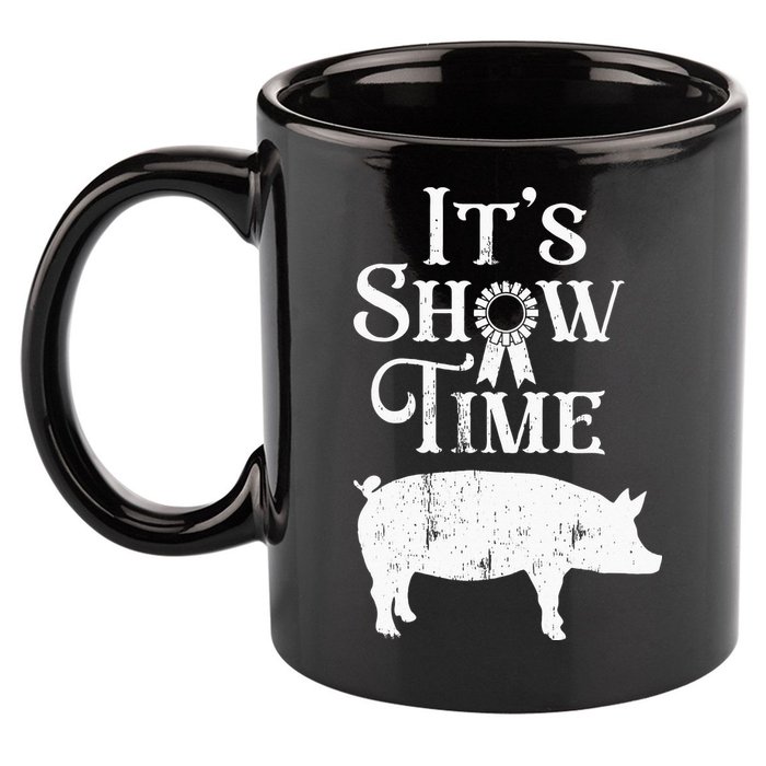 It's Show Time Swine Show Pig Lover County Fair Gift Lt 11oz C Handle Ceramic Mug