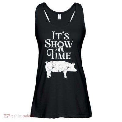It's Show Time Swine Show Pig Lover County Fair Gift Lt Ladies Essential Flowy Tank