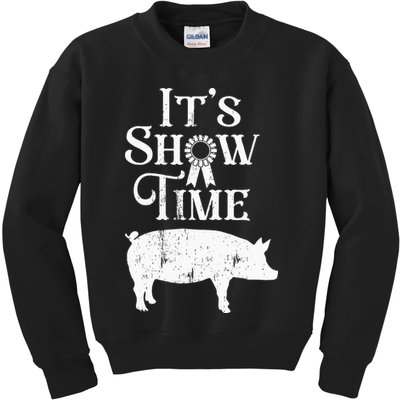 It's Show Time Swine Show Pig Lover County Fair Gift Lt Kids Sweatshirt