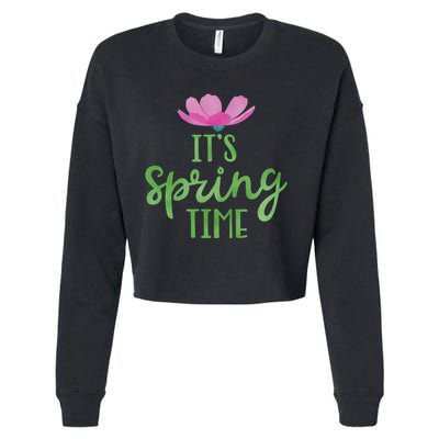 It's Spring Time Flower Cropped Pullover Crew