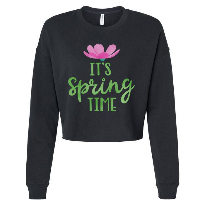 It's Spring Time Flower Cropped Pullover Crew