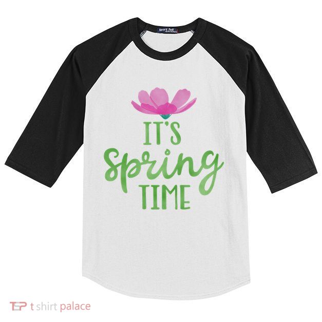 It's Spring Time Flower Kids Colorblock Raglan Jersey