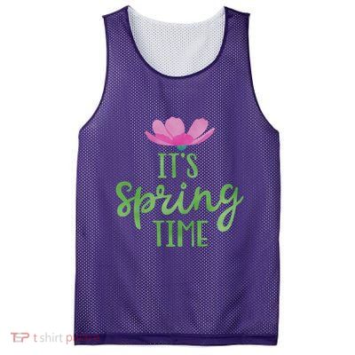 It's Spring Time Flower Mesh Reversible Basketball Jersey Tank
