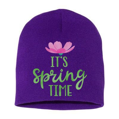 It's Spring Time Flower Short Acrylic Beanie