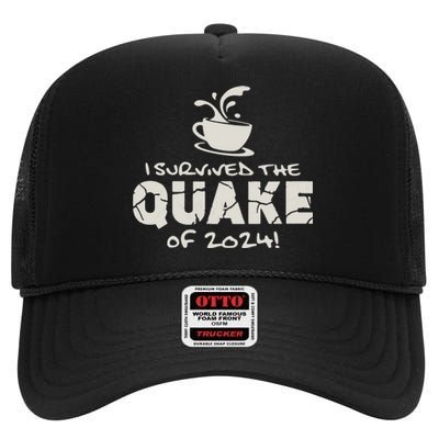 I Survived The Quake Of 2024 High Crown Mesh Back Trucker Hat