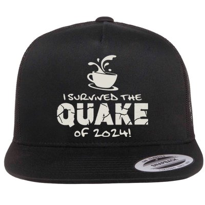 I Survived The Quake Of 2024 Flat Bill Trucker Hat