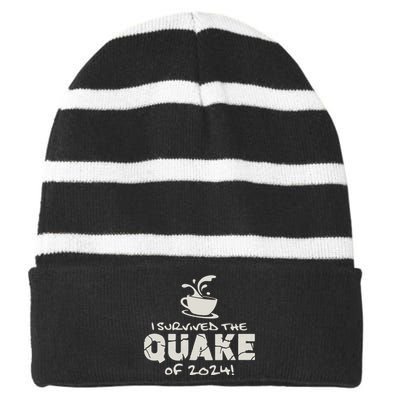 I Survived The Quake Of 2024 Striped Beanie with Solid Band