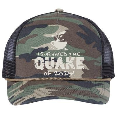 I Survived The Quake Of 2024 Retro Rope Trucker Hat Cap