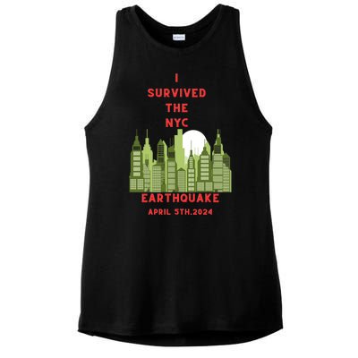 I Survived The Nyc Earthquake Ladies PosiCharge Tri-Blend Wicking Tank