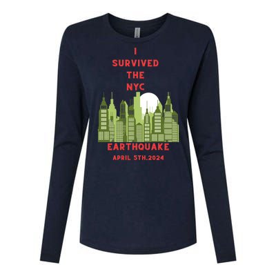 I Survived The Nyc Earthquake Womens Cotton Relaxed Long Sleeve T-Shirt