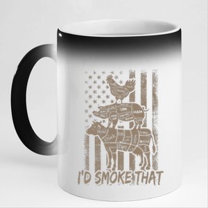 ID Smoke That Funny Retro Bbq Party Smoker Chef Dad 11oz Black Color Changing Mug