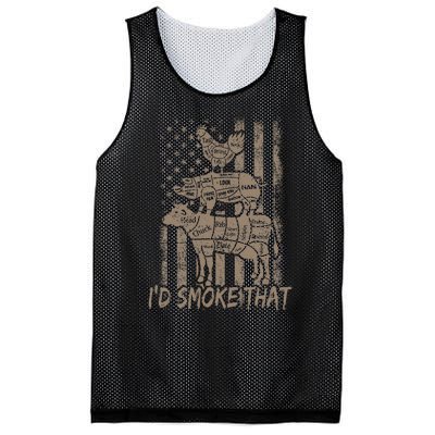 ID Smoke That Funny Retro Bbq Party Smoker Chef Dad Mesh Reversible Basketball Jersey Tank