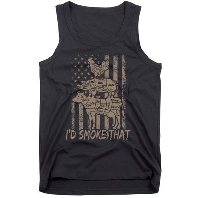 ID Smoke That Funny Retro Bbq Party Smoker Chef Dad Tank Top