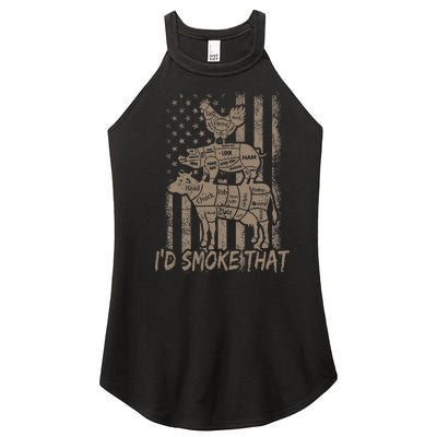 ID Smoke That Funny Retro Bbq Party Smoker Chef Dad Women’s Perfect Tri Rocker Tank