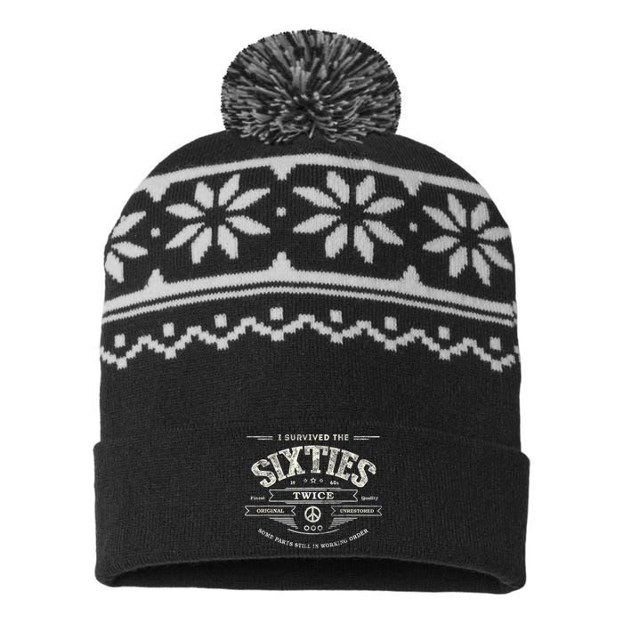 I SURVIVED The SIXTIES TWICE Built In 60s 70th 60th Birthday USA-Made Snowflake Beanie