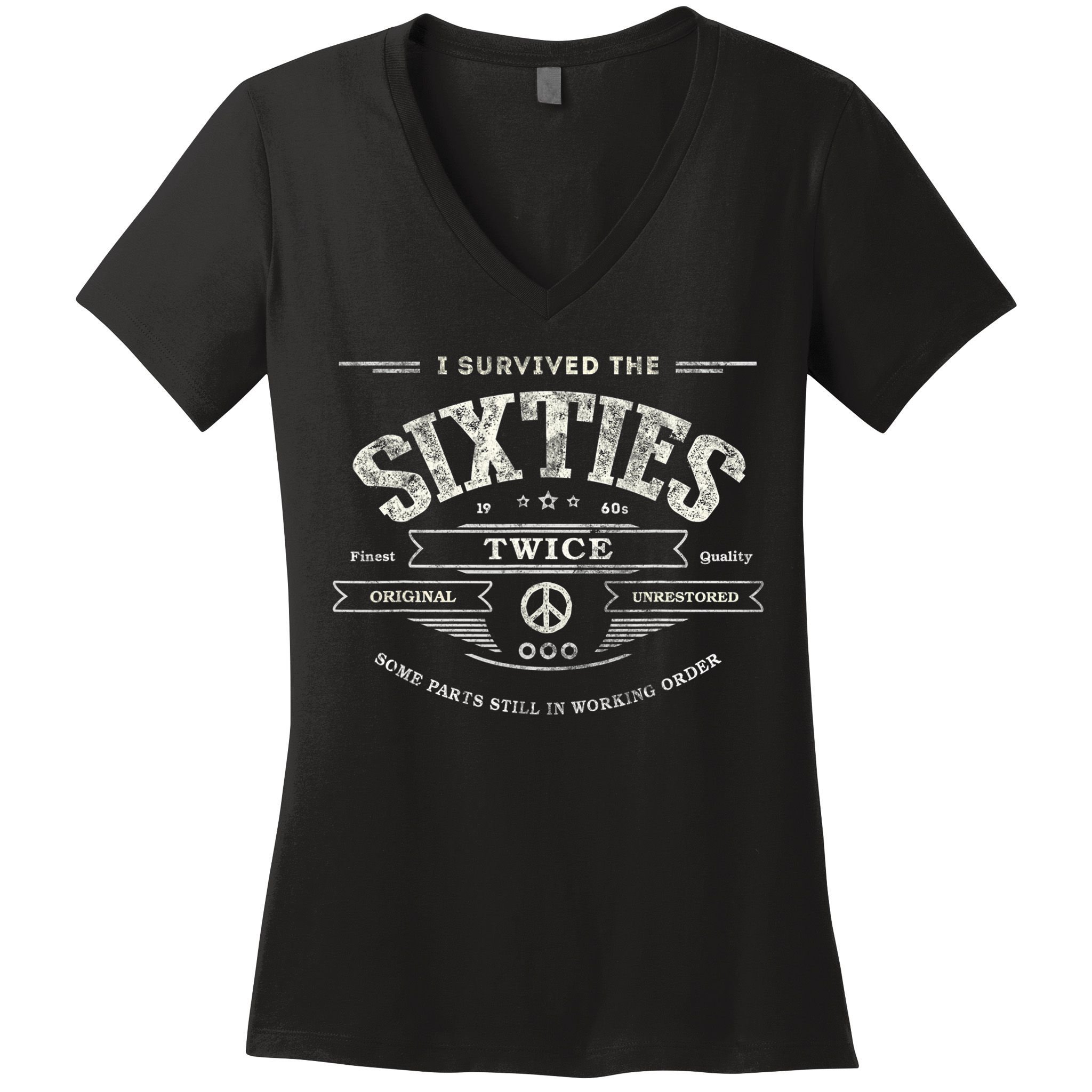 I SURVIVED The SIXTIES TWICE Built In 60s 70th 60th Birthday Women's V-Neck T-Shirt