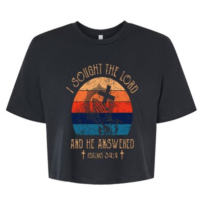 I Sought The Lord And He Answered Me Cross Bible  Bella+Canvas Jersey Crop Tee