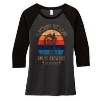 I Sought The Lord And He Answered Me Cross Bible  Women's Tri-Blend 3/4-Sleeve Raglan Shirt